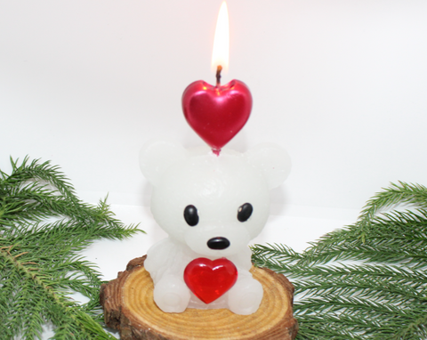 Valentine Teddy Bear Candle